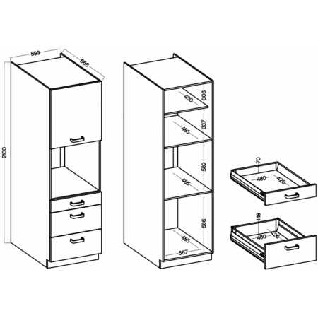 Zabudowa piekarnia z szufladami 60 cm biały AURO 60 DPS-210 2F